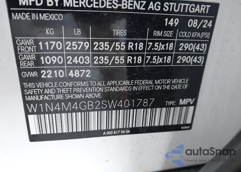 2025 Mercedes-Benz Glb 250 from USA, damaged, VIN W1N4M4GB2SW401787